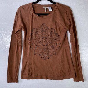LOGO Lori Goldstein XXS Beaded Brown Long Slv Top